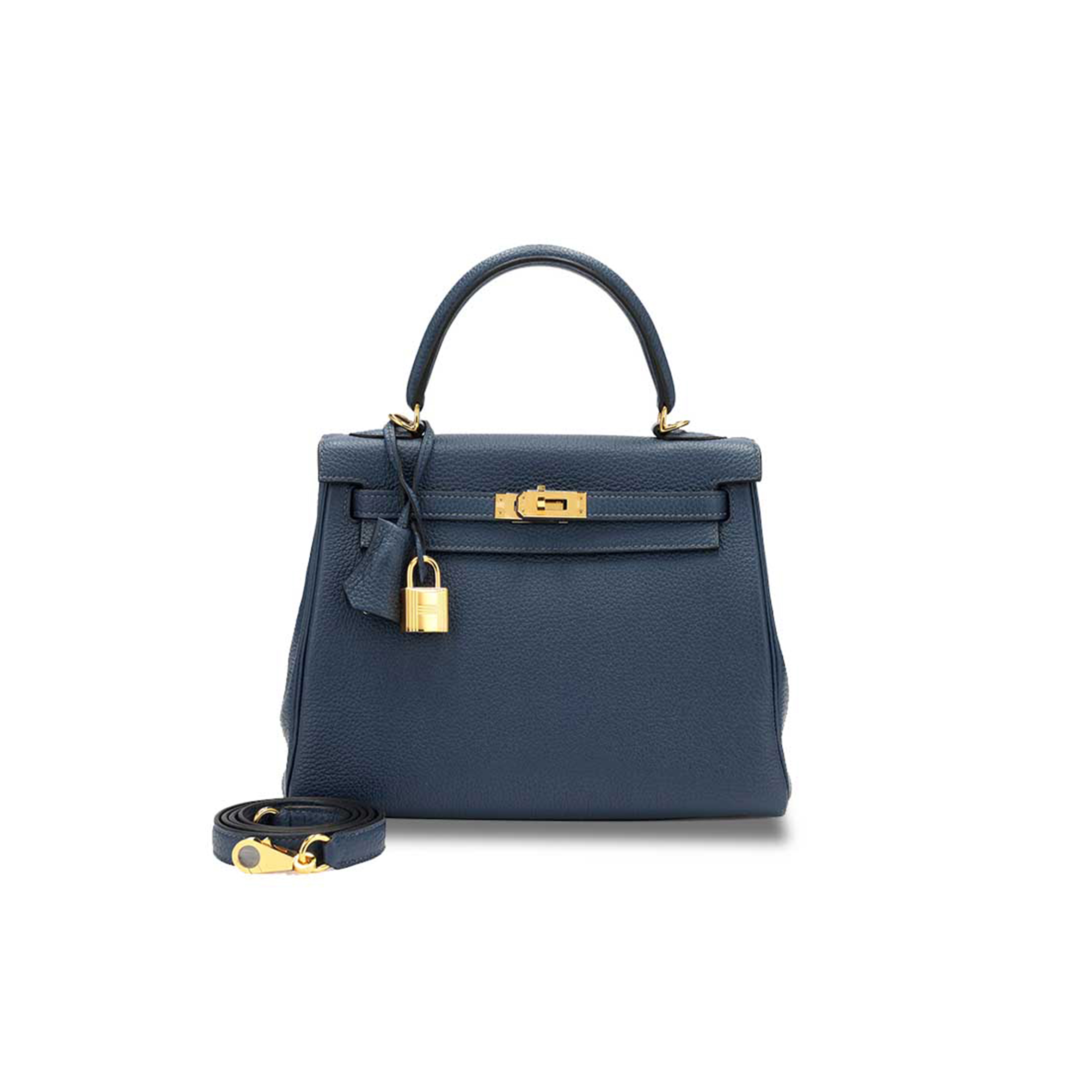 H**mes blue togo retourne kelly 25 gold hardware (25*17*7cm)